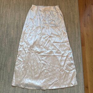 NWOT Vila Cream Satin Midi Skirt